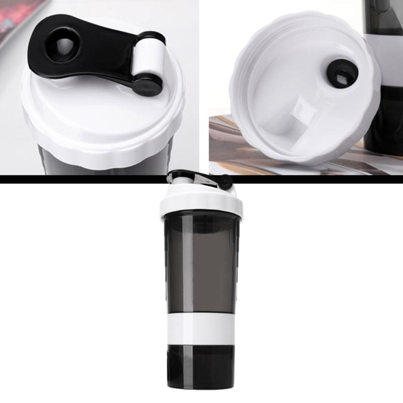 500ML 3 Schicht Protein Shake Flasche Große Kapazität Wasserflasche Plastik Mischbecher Fitness Sport Wasserbecher Langlebig