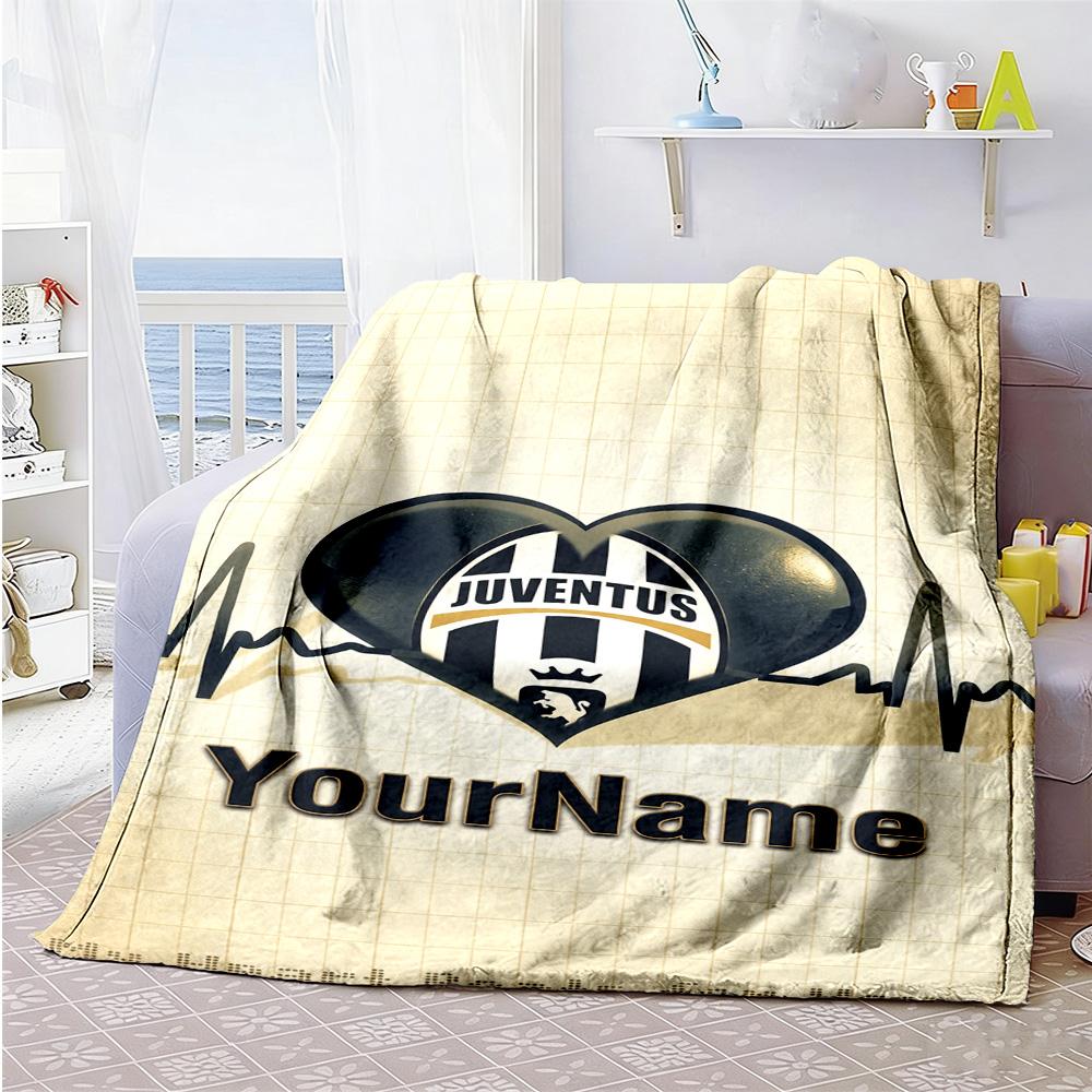 Juventus Customize Your Name Blanket Lightweight Customizable Blanket Comfortable Versatile for Nap Living Room Chair Seaside Four Seasons Universal