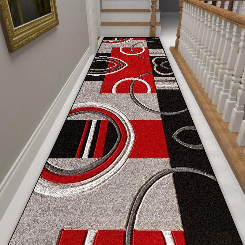 European Geometric Long Corridor Carpet Hotel Hall Runners Non-slip Customizable Rug Villa Stairs Hallway Doorway Passageway Mat