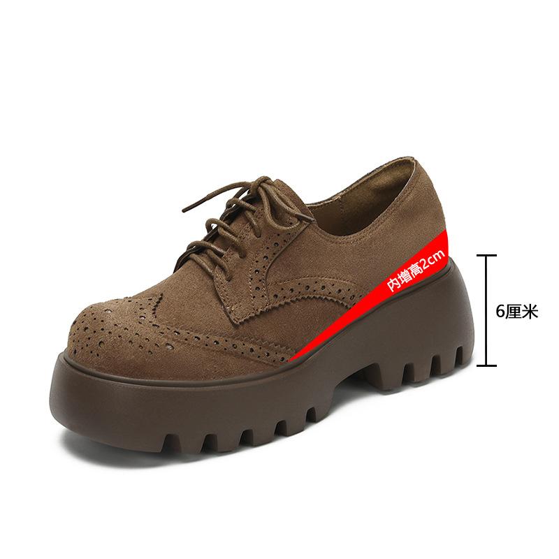 

J женская обувь осень и зима мода круглый носок шнуровка ретро Брок платформа повседневные одинарные туфли женские 40 коричневый