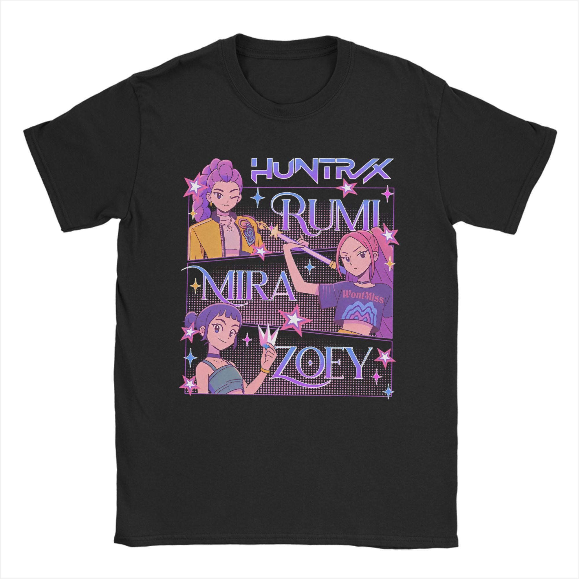 

Крутая футболка с анимационной группой Huntrix для мужчин, с круглым вырезом, из чистого хлопка, с коротким рукавом, идея для подарка, одежда 4XL