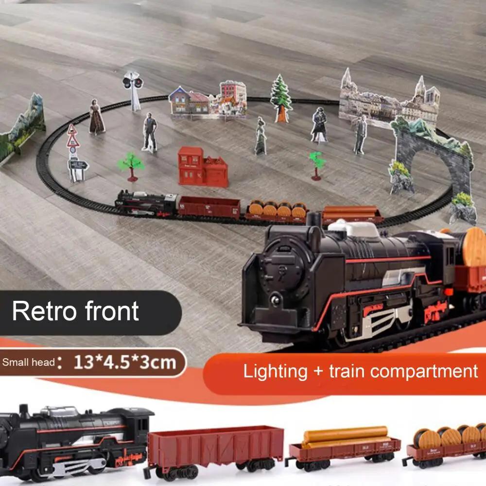 Non-Toxic Electric Train Toys Railway Classical Freight Train Locomotive Play Set Simulation Model For Children Kids Children Christmas Gifts