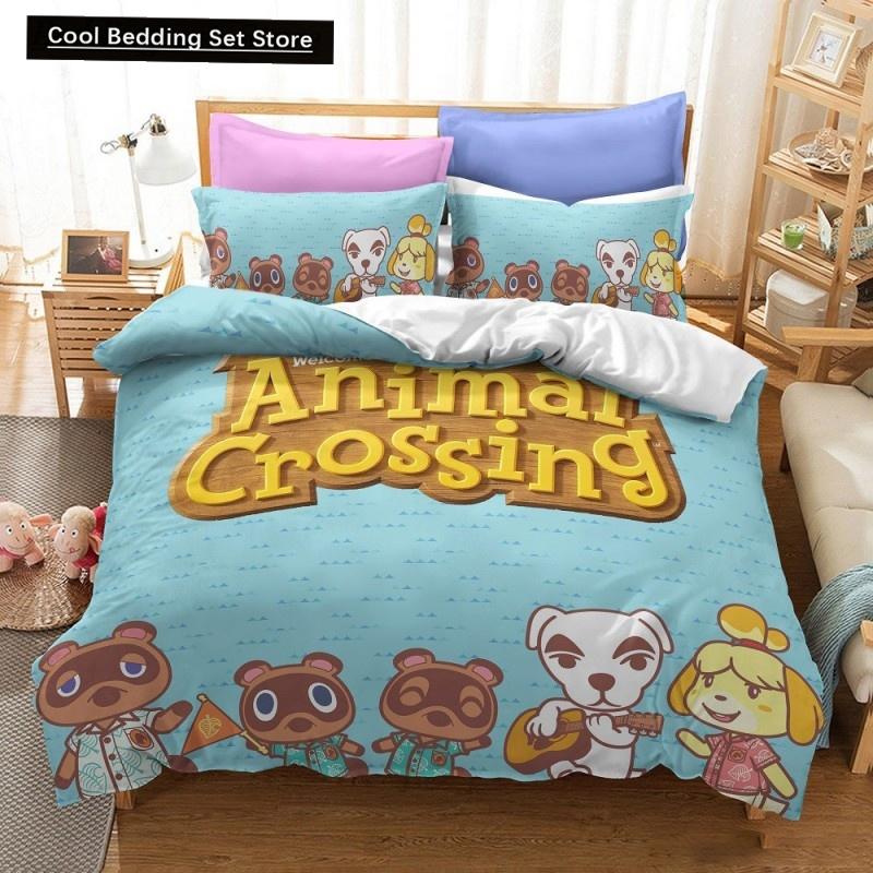 3D Print Animal Cartoon Crossing Game Bedding Set Double Twin King Duvet Cover Comforter Pillowcase Boys Girls Adults Bedroom