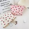 Lovely Strawberry Women's Cosmetic Bag Retro Corduroy Female Travel Bento Shoulder Bags Simple Portable Ladies Storage Handbags