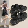 Huge Lightweight~ Open-toed Thick-soled One-word Buckle Sandals Women's 2025 New Summer Casual Thick-heeled Beach Shoes