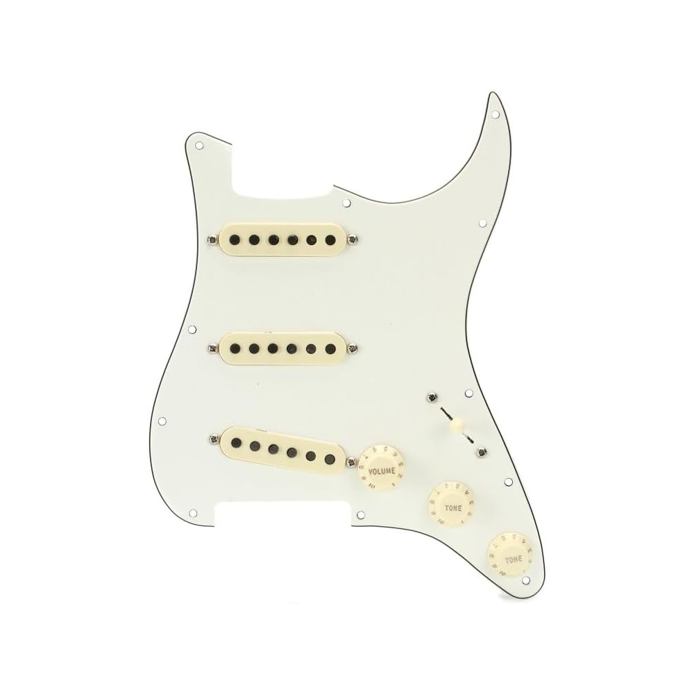 Fender Guitar Parts Pre-Wired Strat Pickguard, Tex-Mex SSS, Parchment 11 Hole PG