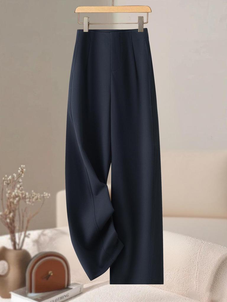 Trendy 2025 Women's High-Waisted Wide-Leg Trousers - Slim-Fit, Fashionable Spring/Autumn Style