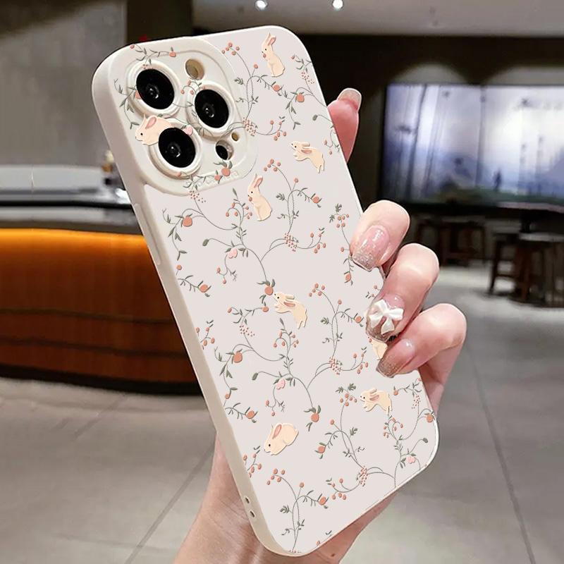 Rabbit Flower Solid Color Frosted Phone Case For Xiaomi Mi 13 12 11 Lite 5G 14 13T 12T 12X Poco M6 X6 X5 X3 F5 F6 Pro Soft Cover