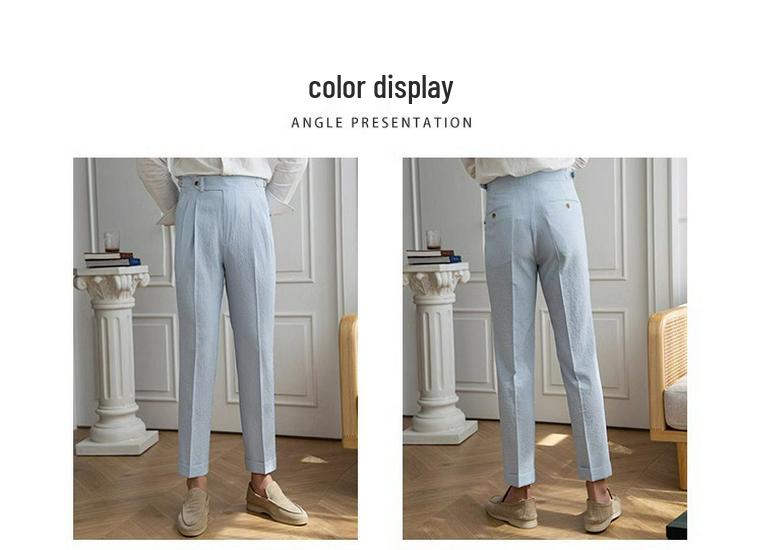 Herren Sommer High-Waist Gaze Gerade Hose - Eleganter Lässiger Britischer Stil.