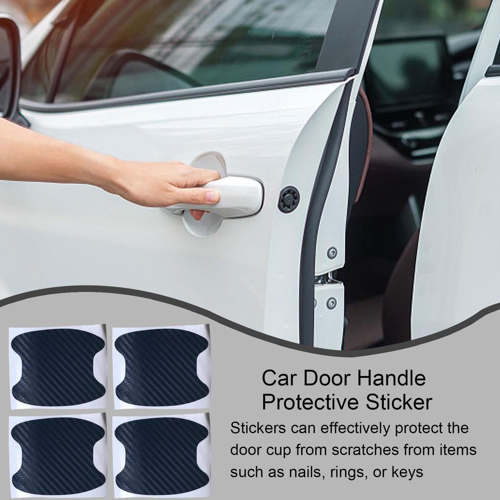 Carbon Fiber Car Stickers 4pcs Protective Carbon Fiber Cover Film Stickers Carbon Fiber Anti Scratches Door Handle Paint Cover