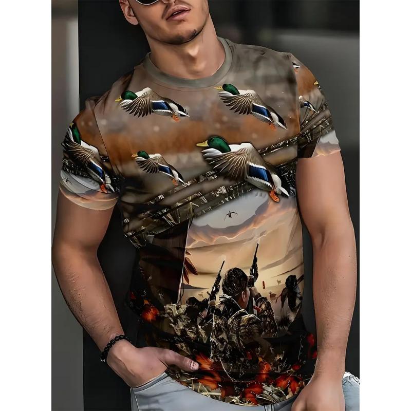 Duck Hunting Dog T-shirts 3D Print Deer Hunter Men's Streetwear Fashion Short Sleeve O-Neck T Shirt Oversized Tops Tees Clothing