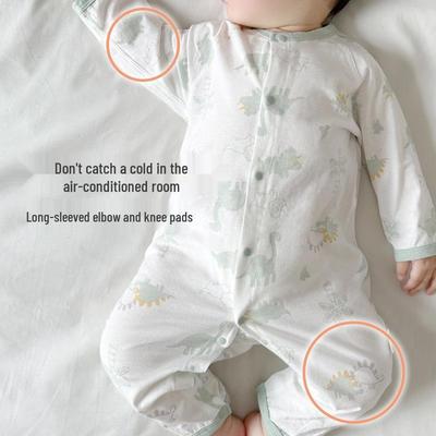 Jaundzimušo tīras kokvilnas bodijs ar garām piedurknēm: Pavasara-vasaras gaisa kondicionēšanas kostīms un pidžama