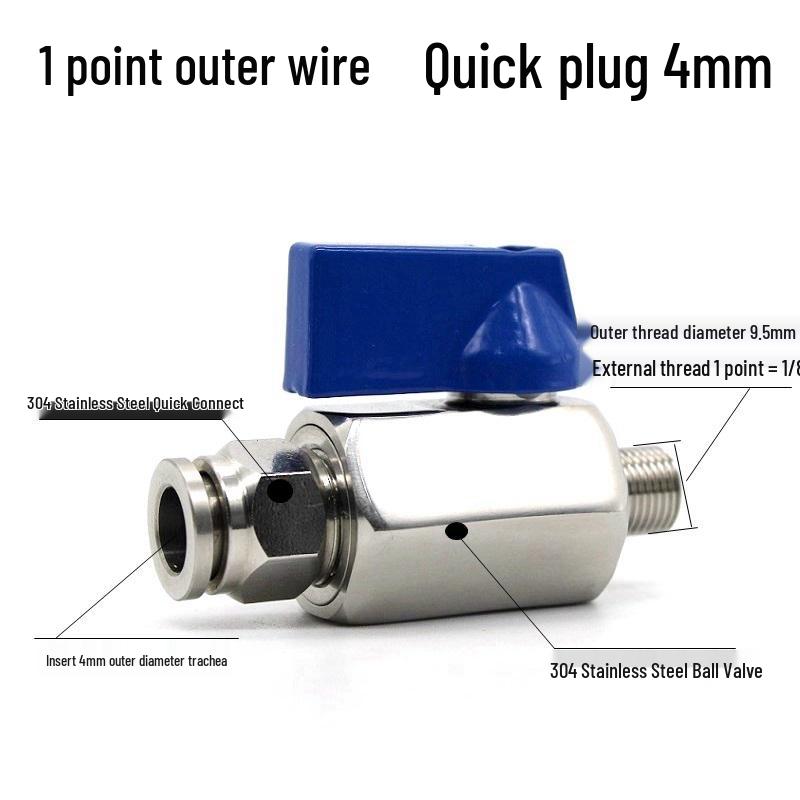 Pneumatic 304 Stainless Steel Ball Valve with Manual Male Thread Air Tube Connector