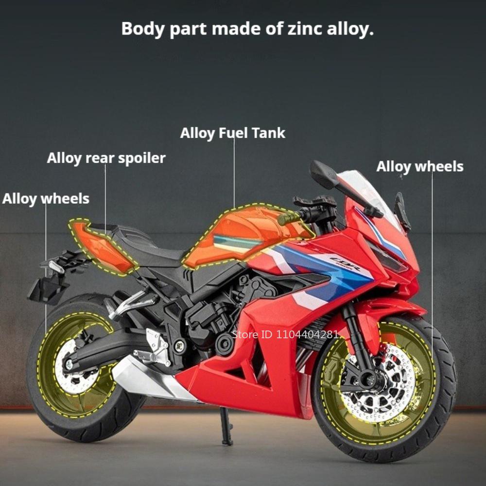 1:12 CBR650R CB650 Diecast Model Alloy Motorcycle Toys Car Front Wheel Steering Rear Wheel Shock Absorption Toy for Friends Gift