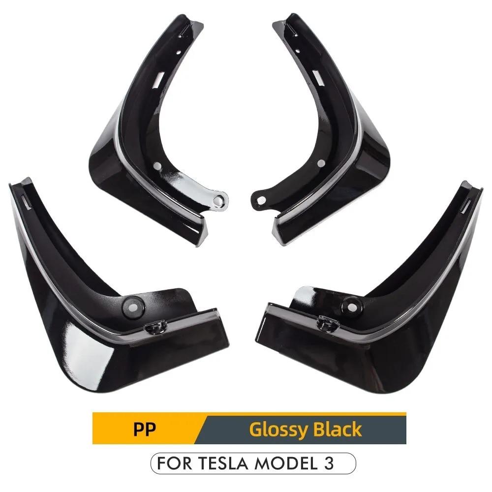 Mud Flaps Mudguards For Tesla Model 3 Y 2017- 2022 2023 Plastic Splash Guards Fender 4Pcs/set Black White Carbon Fiber Color
