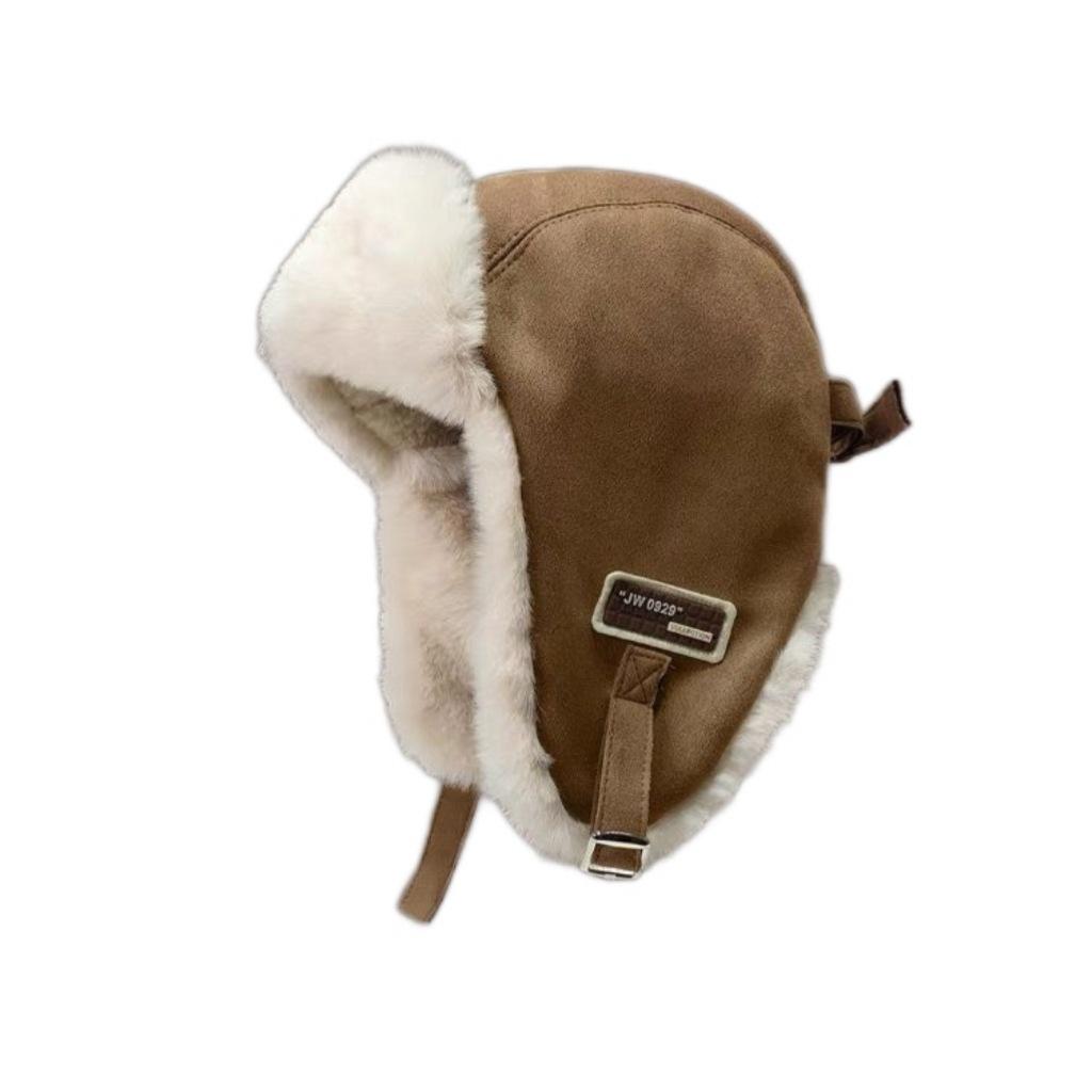 Suede warm Lei Feng hat autumn and winter versatile thickened ear protectors flying hat winter cycling skiing plush hat