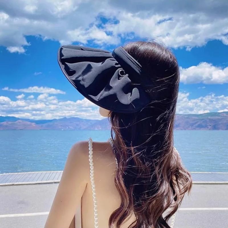 Upf50+ Sun Visor Hat Dual-Use Full Face Sun Protection Foldable Headband For Beach Hiking Outdoor Summer Hats For Women