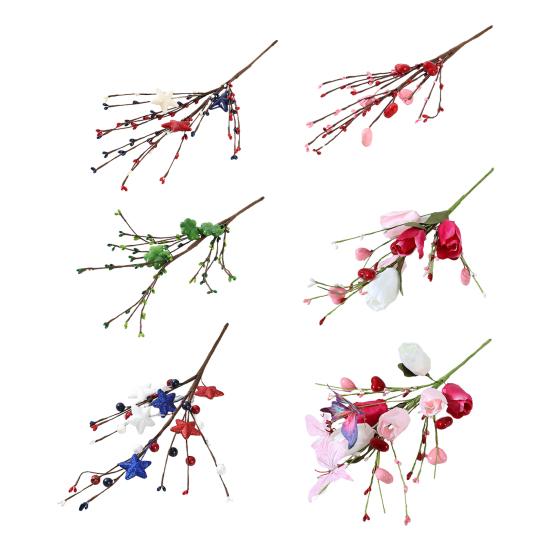 Künstlicher Tulpenblütenstiel Herzförmige Beerenpicks für Valentinstag Jahrestag Blumensträuße Hochzeit Heimdeko