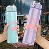 1PC Hawaii Pink Plumeria Text 750ml Color Plastic Sports Water Bottle Leakproof Flip Straw Lid Suitable for Sports Office Home Use
