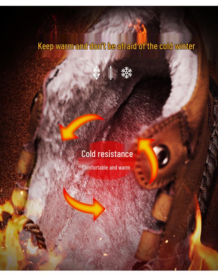 2024 Autumn/Winter Men's Plus Size High-Top Cotton-Lined Casual Warm Shoes