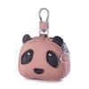 Leather compact key bag New panda bluetooth headset protective case First layer cowhide waist hanging universal key bag