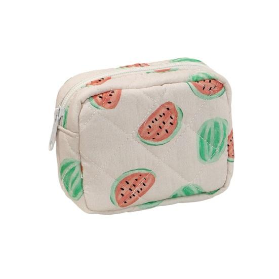 

Cute Small Makeup Pouch Bow/Floral Quilted Cosmetic Organizer for Travel Daily Puffy Cotton Toiletry Pencil Purse with Zipper for Women