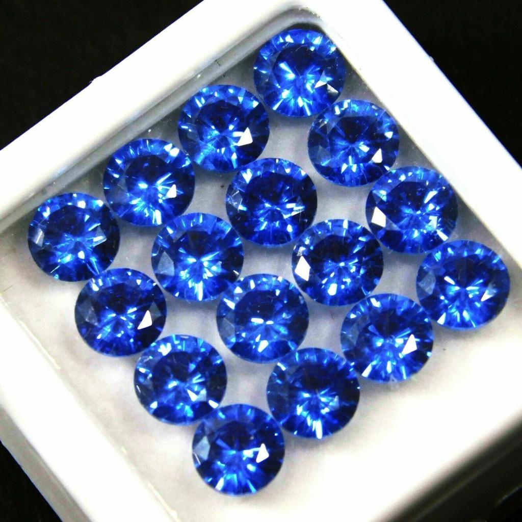 16 Pcs Natural 5x5 Mm Blue Sapphire Round Lot CERTIFIED Loose Gemstone Sj-184132