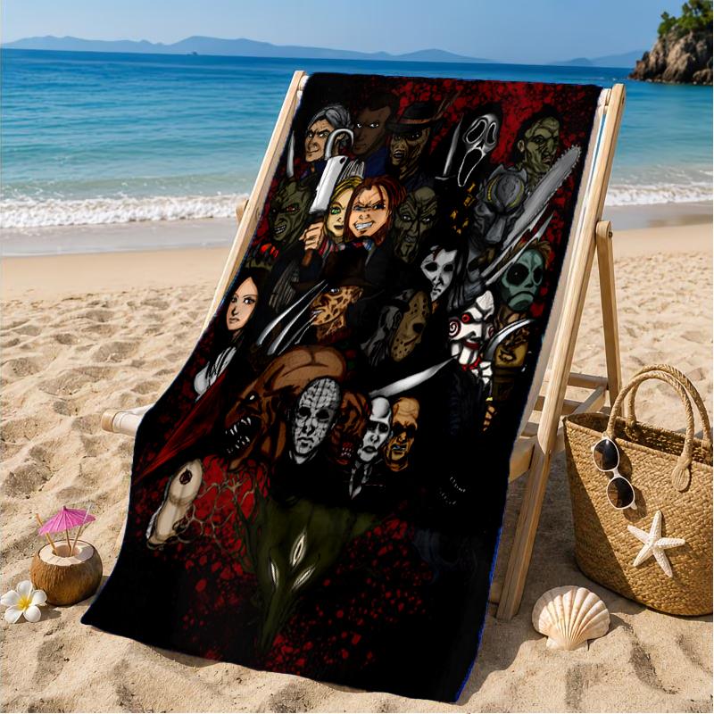 Horror Movie Characters Beach Towel, Microfiber Beach Towel, Perfect For Pool, Beach, Travel, Home Decor Beach Party Fan gifts