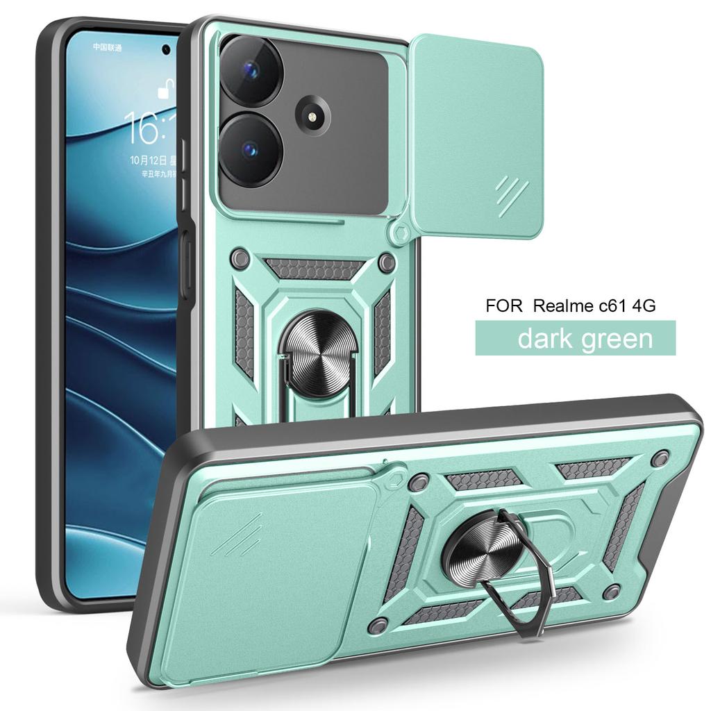 Für Realme Note 60 Hülle Realme Note 60X Cover Narzo n61 Magnetischer Ringhalter Rüstung Handyhülle Schiebefach Kamera Schutz Rückseite Abdeckung