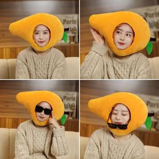 Mango Headgear Soft Simulation Fruit Hat Lovely Selfie Props Dress-up Headwear Cartoon Plush Hat Cosplay Costume Accessories Party Supplies
