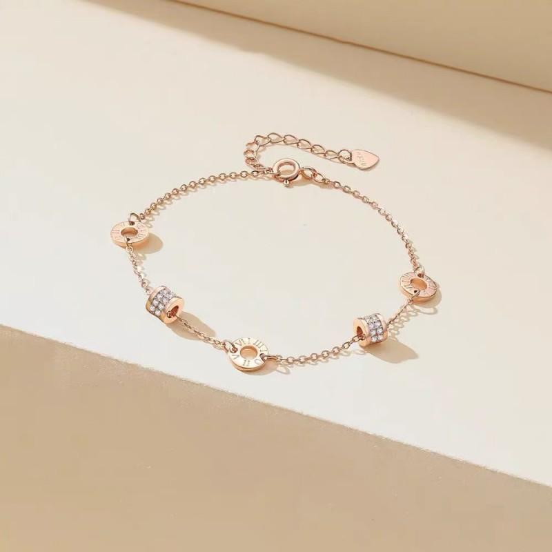 Sterling Roman Numeral Waist-Shaped Bracelet Women Rose Gold Minimalist Elegant Daily Wear