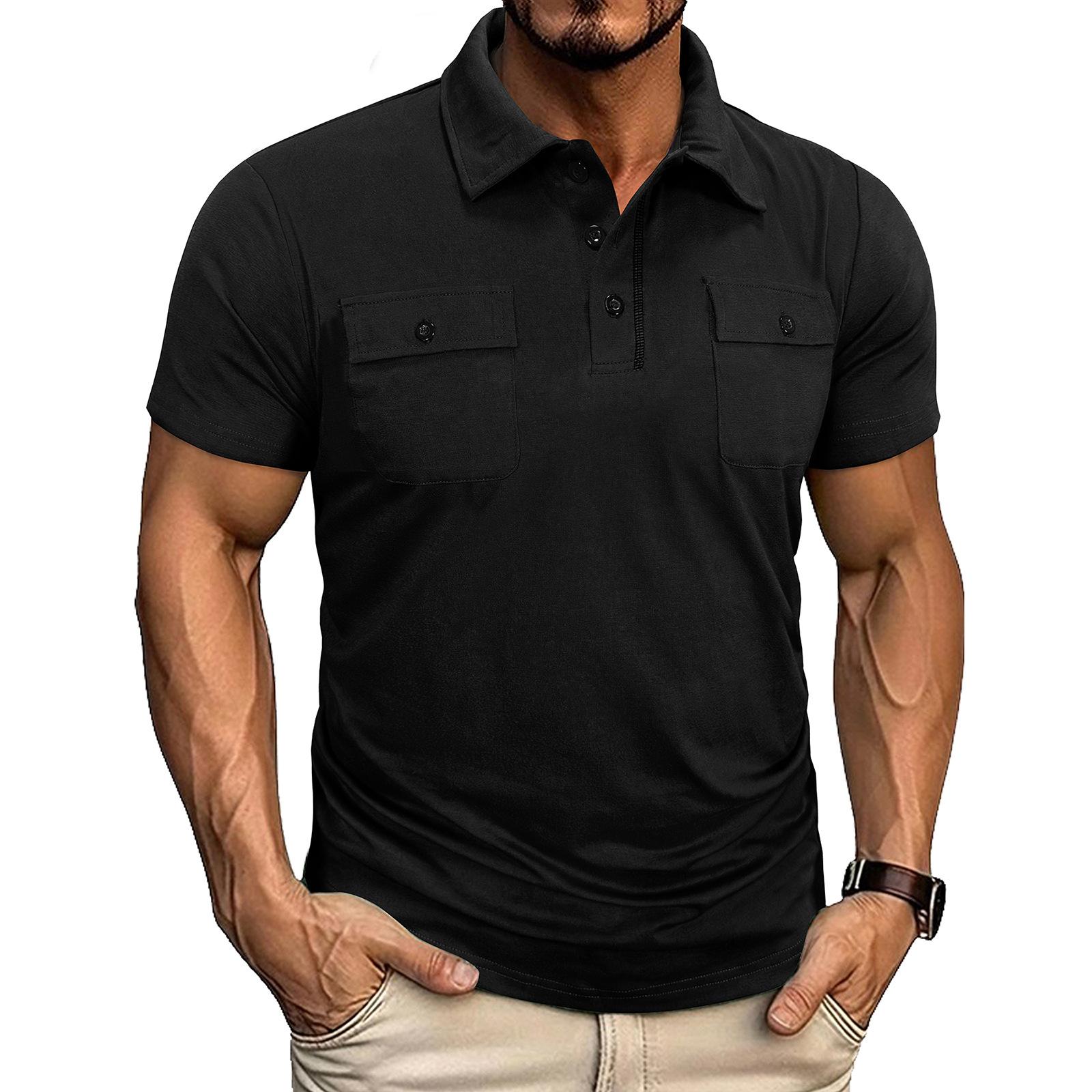 Men S Summer Short Sleeve Collared Multi Pocket Workwear Polo Shirt M