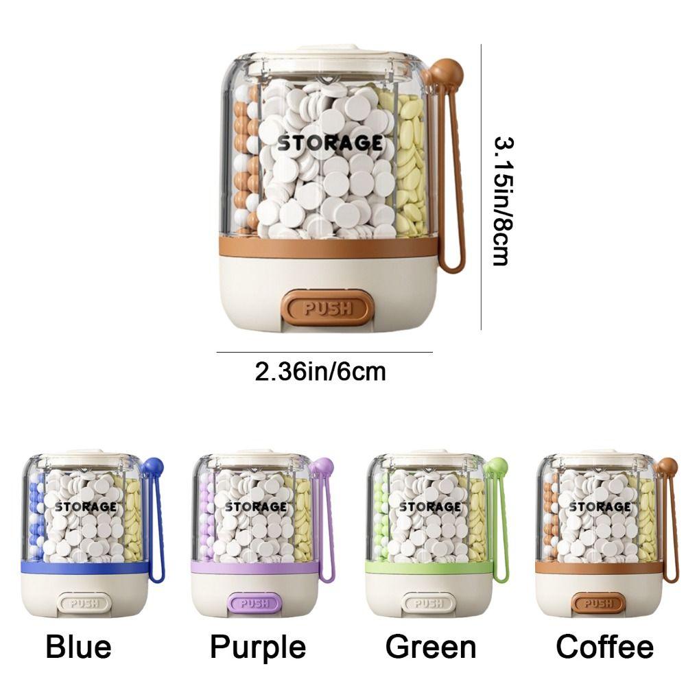Large Capacity 4 Grids Pill Organizer Press Type Daily Pill Dispenser Office