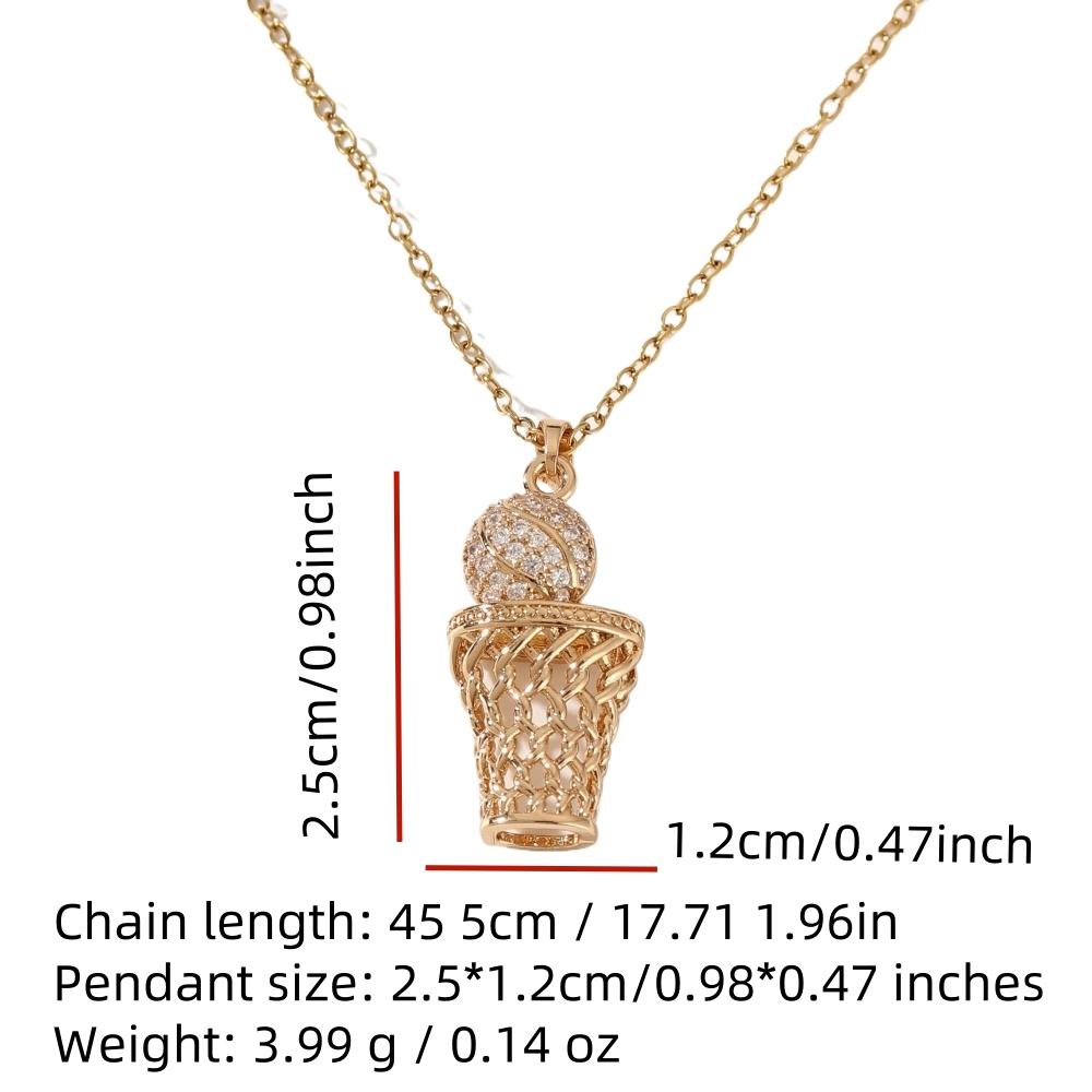 Basketball Shape Pendant Necklace for Women 2025 New Fashion Golden Stainless Steel Chain Wedding Party Jewelry Accessories
