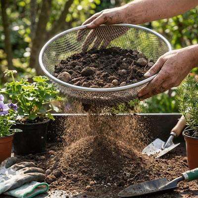 Siebkorb für Gartenerde, rundes Gartensieb, Sandsieb, Kompostsieb, Gartenwerkzeug