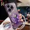 Glitter Butterfly Mirror Crystal Bracelet Case for Huawei Pura 80 70 Ultra P60 P50 P40 P30 Lite Pro Shockproof Painting Cover