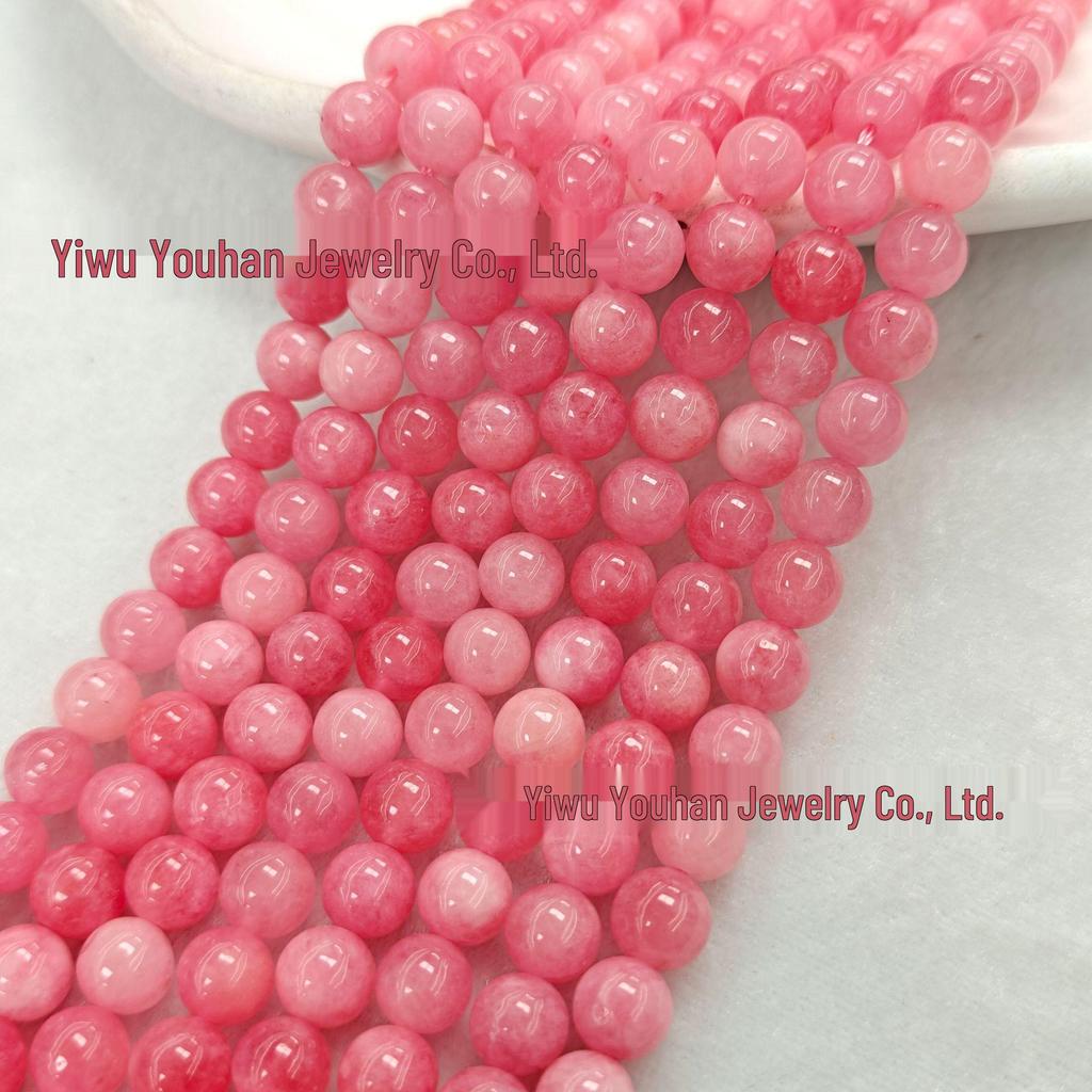 Natural White Stone Enhanced 6-10mm Round Beads String for Three-Color Alxa Bracelet Necklace Accessories