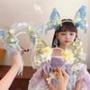Silk Ribbon Butterfly Flowers Hairband Pearl Beads Decorative Headwear Floral Headwear  Women Wear