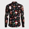 Pánské Vánoční košile s dlouhým rukávem a 3D digitálním potiskem, ležérní topy na podzim a zimu