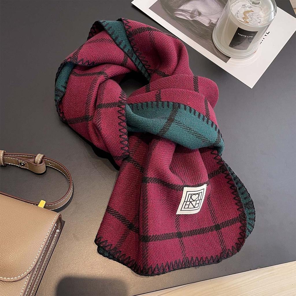 Korean Plaid Scarf Women Winter Classic Warm Imitation Cashmere Scarves Thick Bandana Fashion Luxury Shawl Wrap Bib Neckerchief