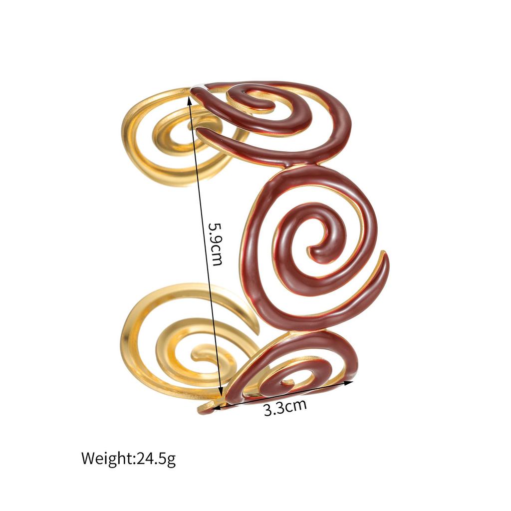 Czerwony Kropelka Gwint Otwarty Bransoleta - Damska Lekki Luksus Wysokiej Klasy Stal Nierdzewna Szeroka Bransoleta