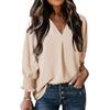 Women's Autumn and Winter V-neck Casual Long-sleeved Loose Shirt Top
