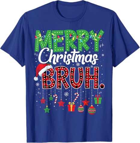 Bruh Weihnachtsrot kariert Teenager Jungen Mode Weihnachten Pyjama T-Shirt Y2k Frohe Weihnachten Kostüm Neuheit Geschenk Feierkleidung