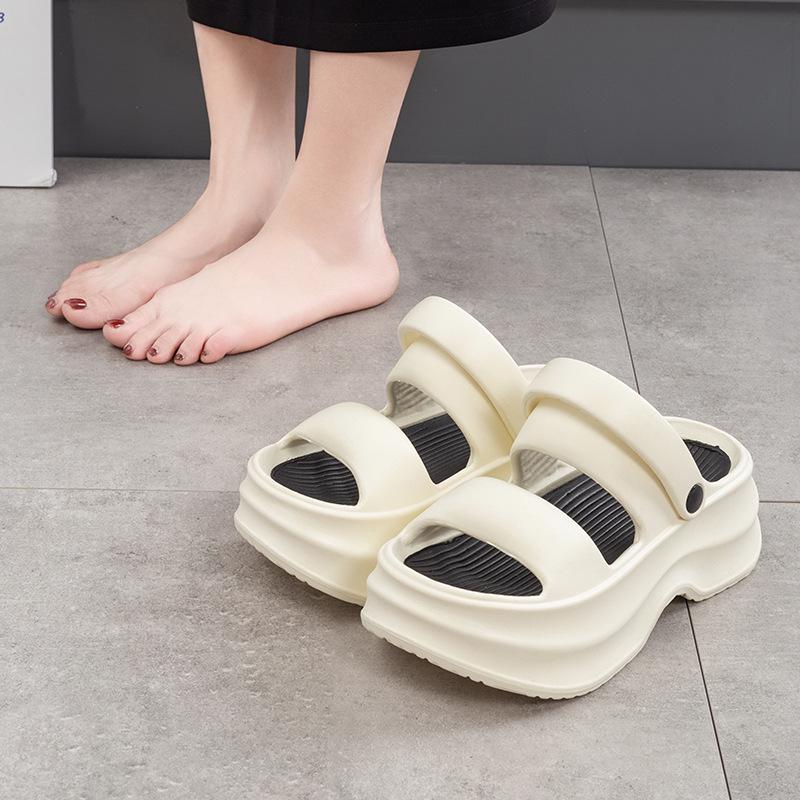 

Женские летние шлепанцы на платформе EVA – с двумя ремешками, универсальные пляжные сандалии 40-41 чёрный/белый