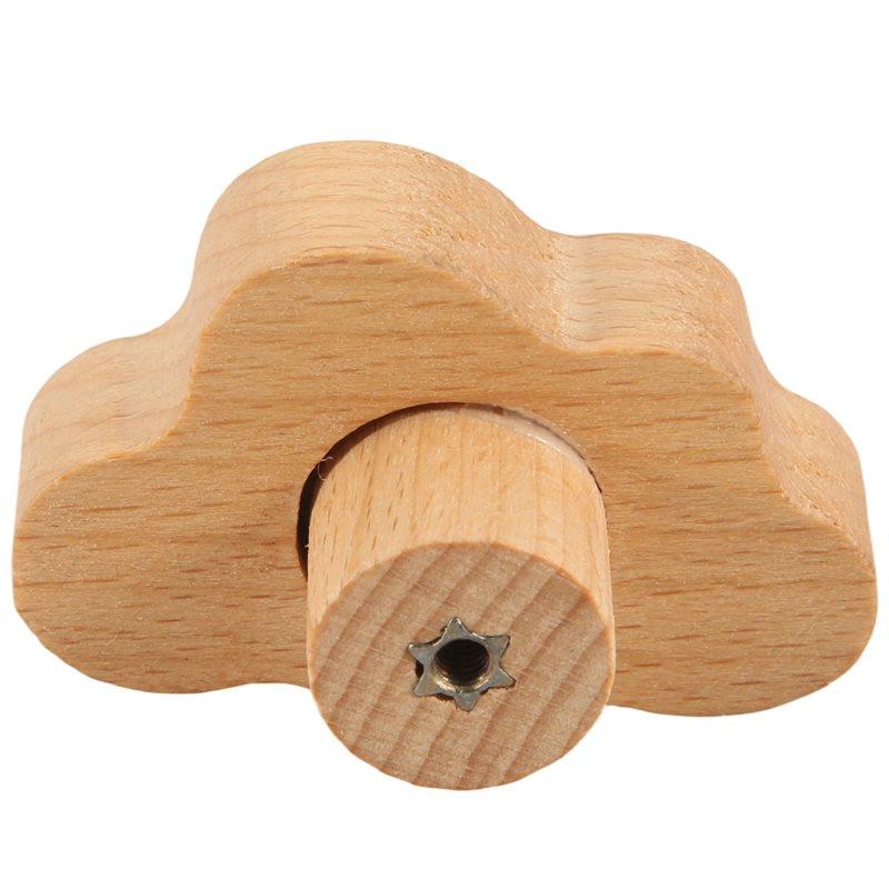 ABUL-12 Piece Durable Beech Wood Drawer Knobs Cloud-Shaped Wooden Dresser Pulls Boho Dresser Knobs Wood Color For Cabinets, Furn