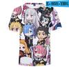 Re Zero 3D potištěné tričko s krátkým rukávem pro léto Muži Ženy Kreslené oblečení Rem a Ram Japonská anime košile Trička