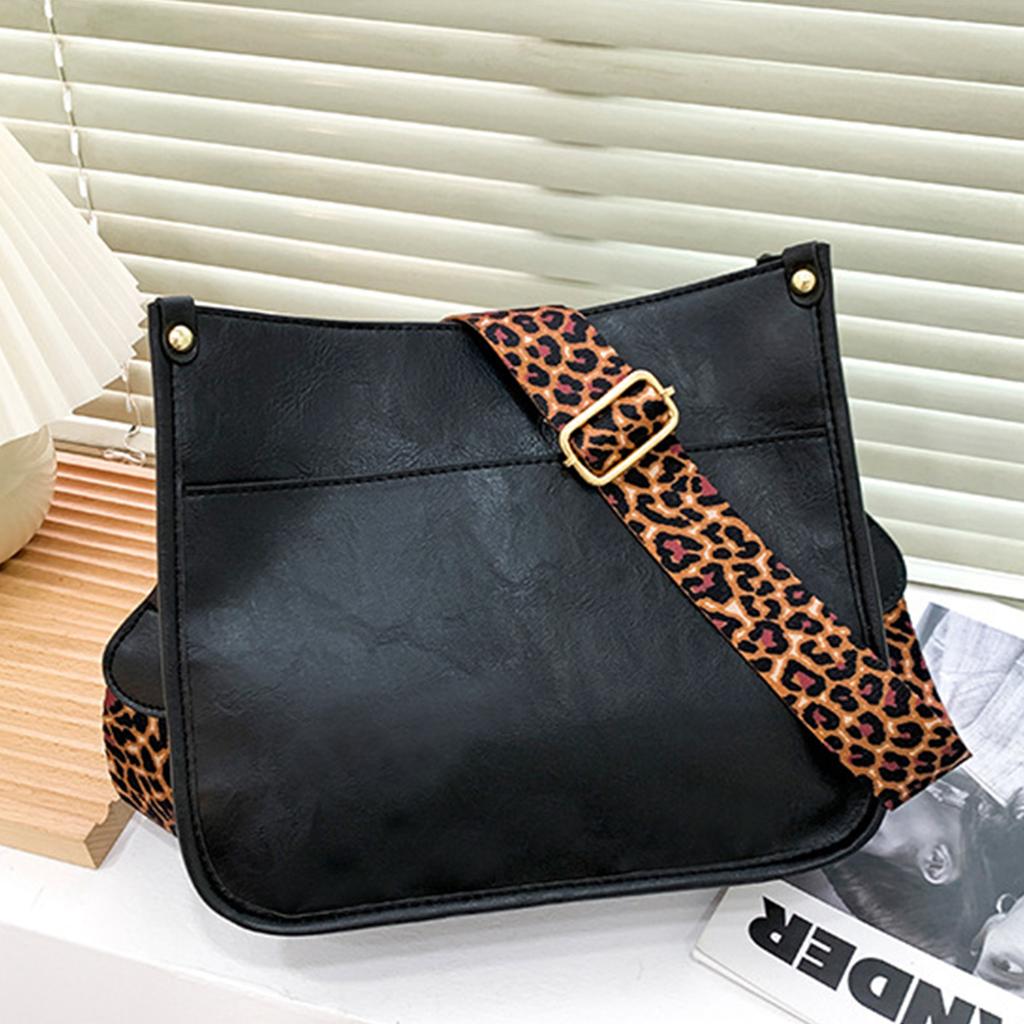 Vintage Marble Print Crossbody Bag for Women Lightweight Large Capacity PU shoulder bag with Leopard Strap for Daily Use