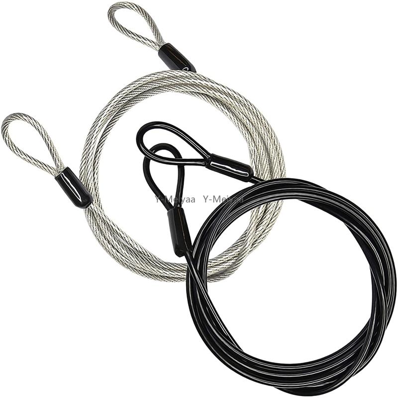 1/2PCS 100CM/3.3Ft Safety Cable Wire Rope Long Travel Security Cable Lock,Braided Steel Coated Safety Cable Luggage Lock
