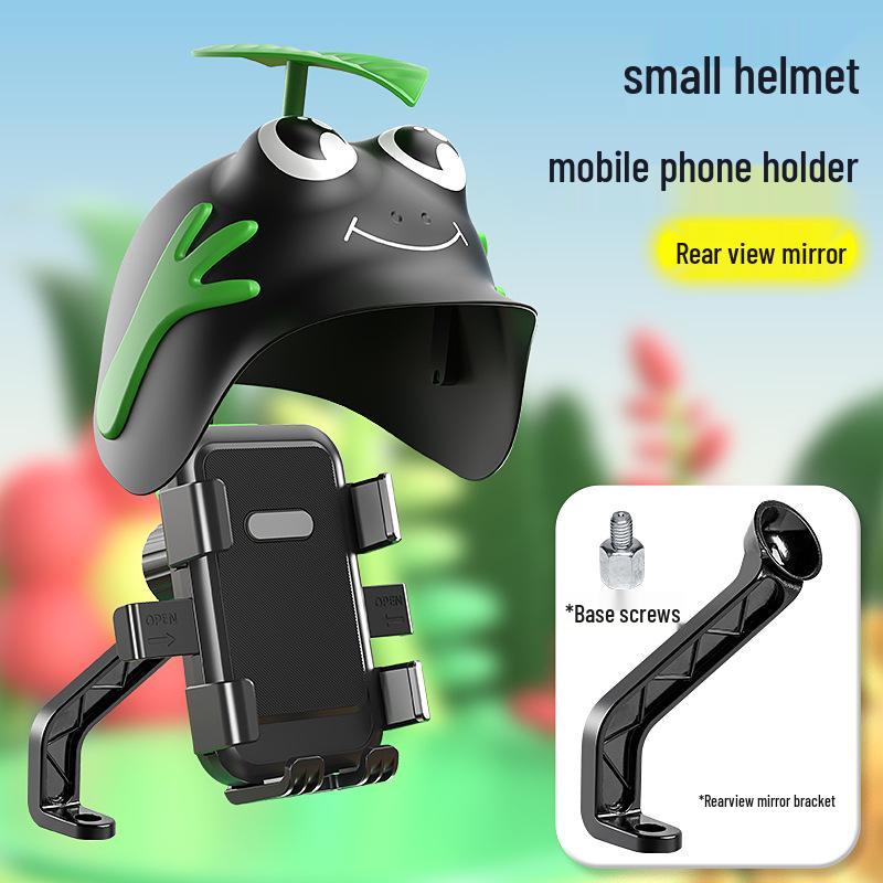 Compact Helmet Phone Holder & Sun/Rain Shield for Scooter/Motorcycle/Bicycle Riders.