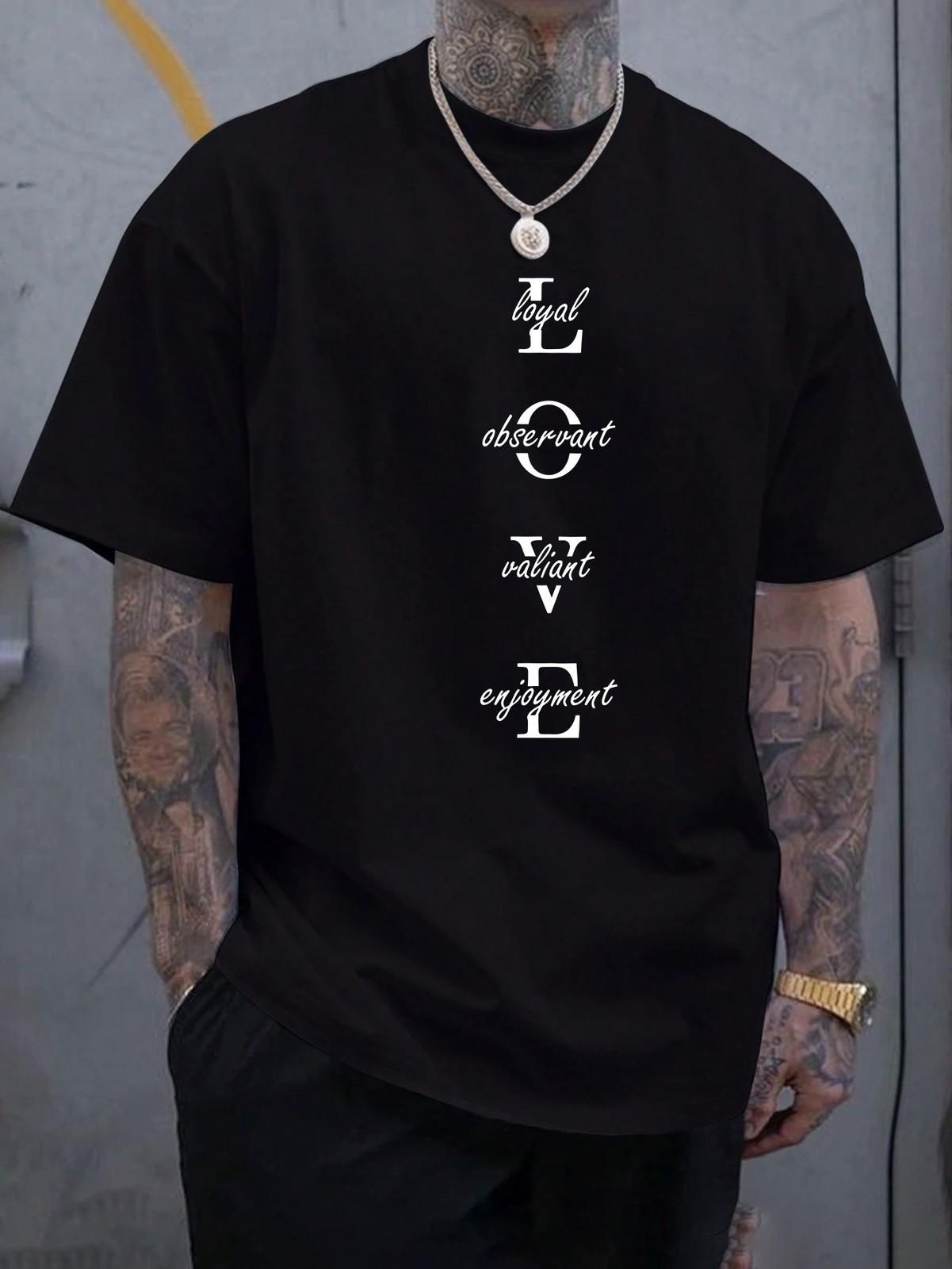 LOVE Vertical Acronym Graphic Tee - Loyal Observant Valiant Urban Streetwear S